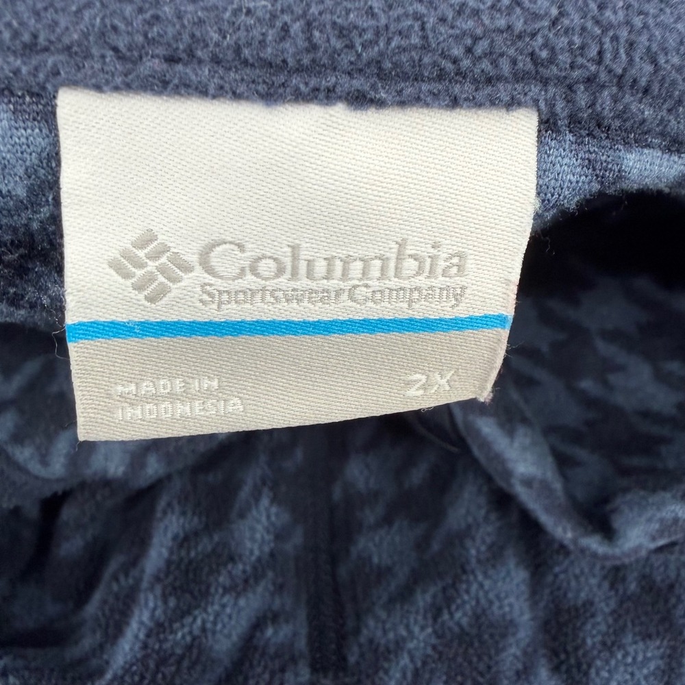 Columbia Womens 2X Fleece Quarter Zip Pullover Blue Houndstooth - Picture 2 of 9